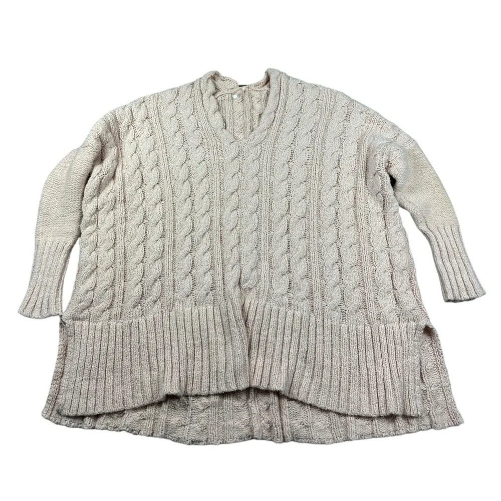 FREE PEOPLE: Easy Cable Pink Sweater -Size Large